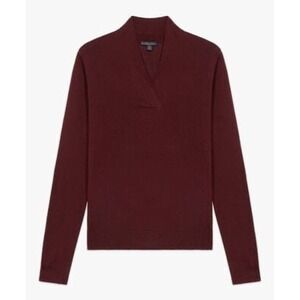 Brooks Brothers V Neck Merino Wool Sweater Blouse XXS Burgundy New With Tags‎